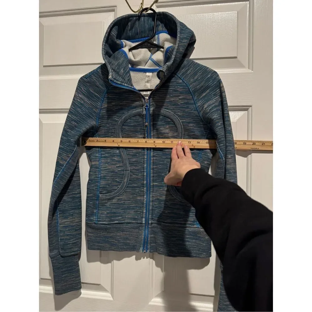 Lululemon Scuba Fleeece Blue Swirl Ribbed Panel Hoodie II Sweatshirt Women's 4